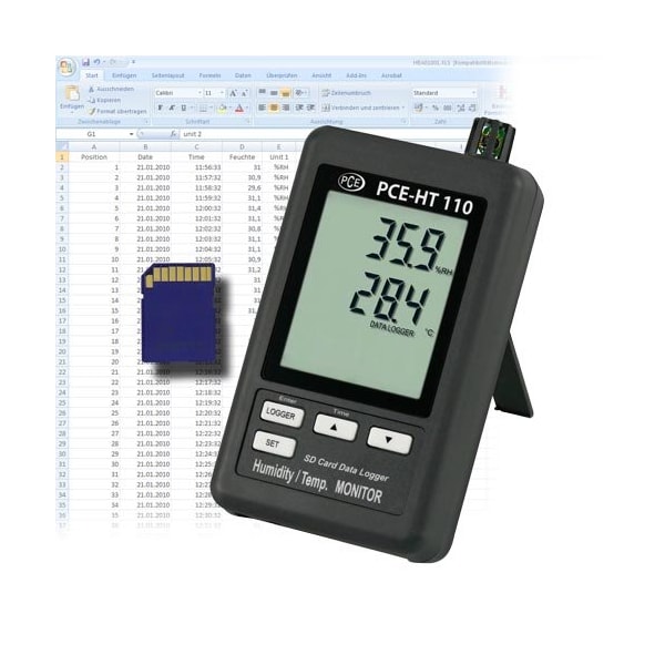 Pce Instruments Enivromnental Temperature Meter, 0 to 50 Degrees C / 32 to122 Degrees F PCE-HT110 - main